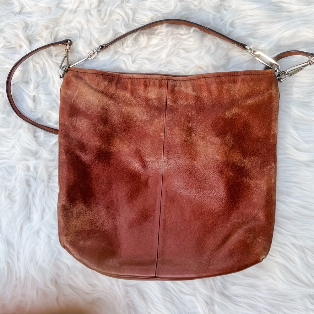 Coach Madison Two Way Hobo Messenger Leather Caramel Brown - Picture 3 of 11